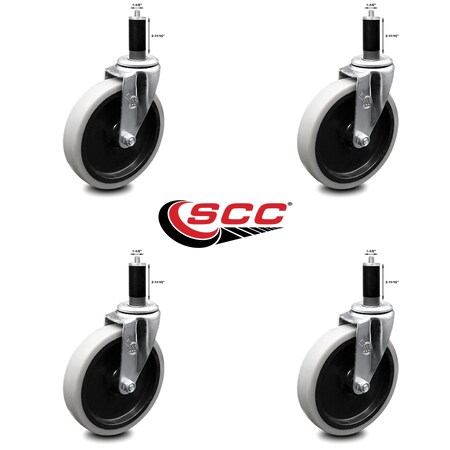 Service Caster 5 Inch Thermoplastic Rubber Wheel 1-1/8 Inch Expanding Stem Caster SCC, 4PK SCC-EX05S510-TPRS-118-4